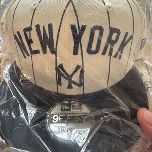 New Era Cream and Black Snapback Hat